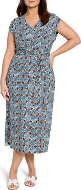 NIC+ZOE Sand Dollar Stella Faux Wrap Midi Dress