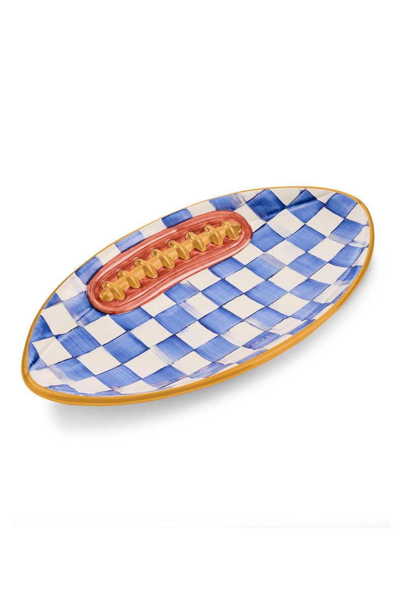 Royal Check Football Ceramic Serving Platter, Main, color, BLUE