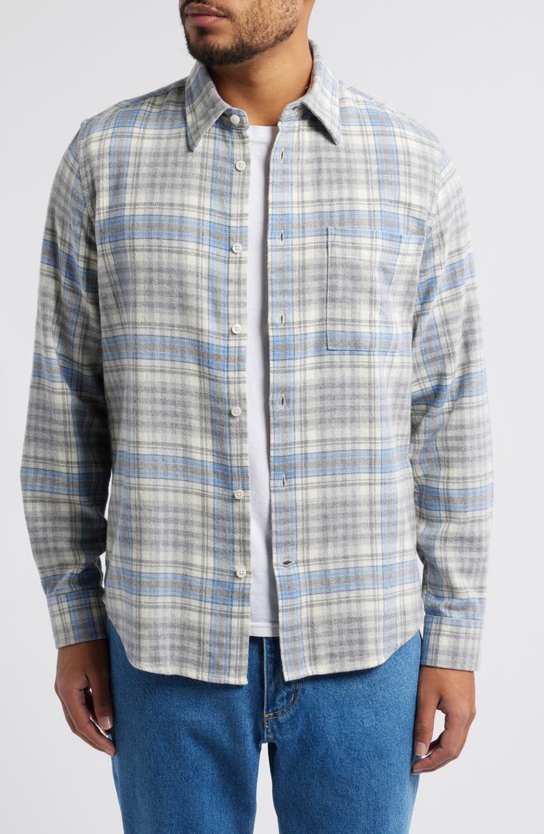 NN07 Arne Flannel Button-Up Shirt, Main, color, Grey Check