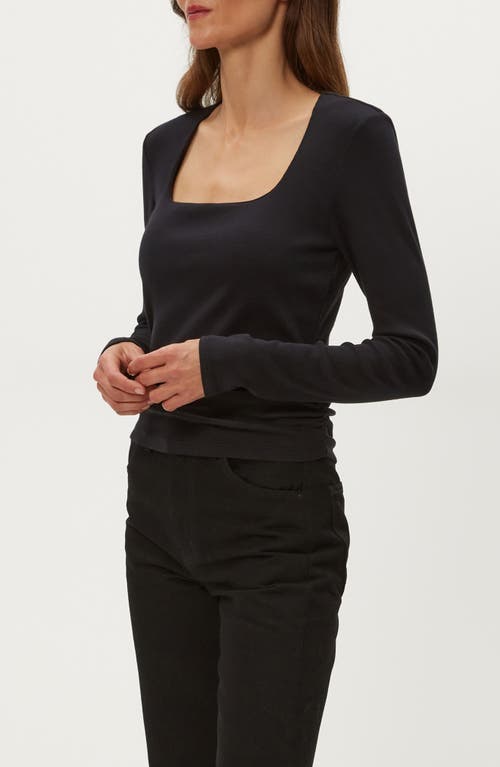Michael Stars Sarah Long Sleeve Square Neck T-shirt In Black