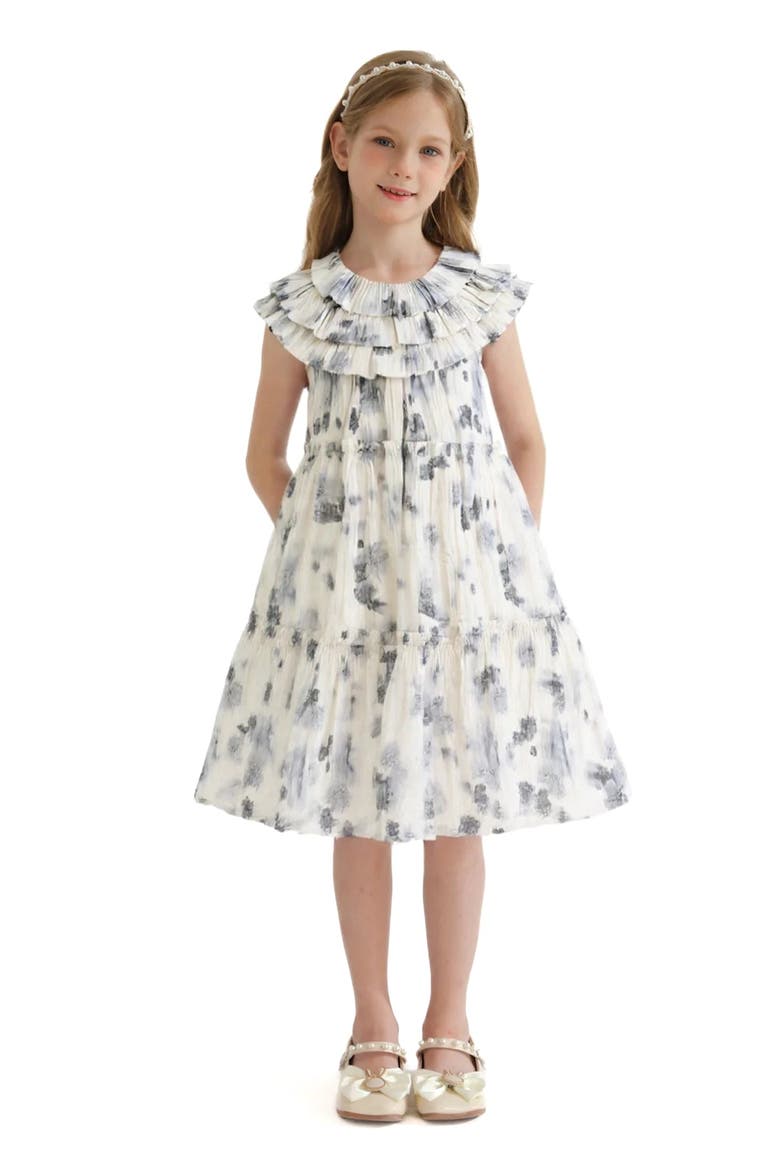 Floral Short Sleeve Dress, Alternate, color, Ivory