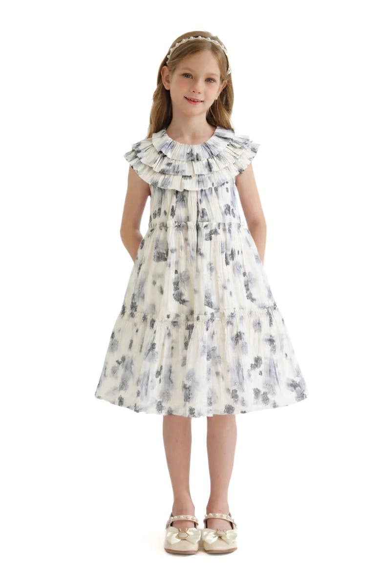 Tulleen Floral Short Sleeve Dress, Alternate, color, Ivory