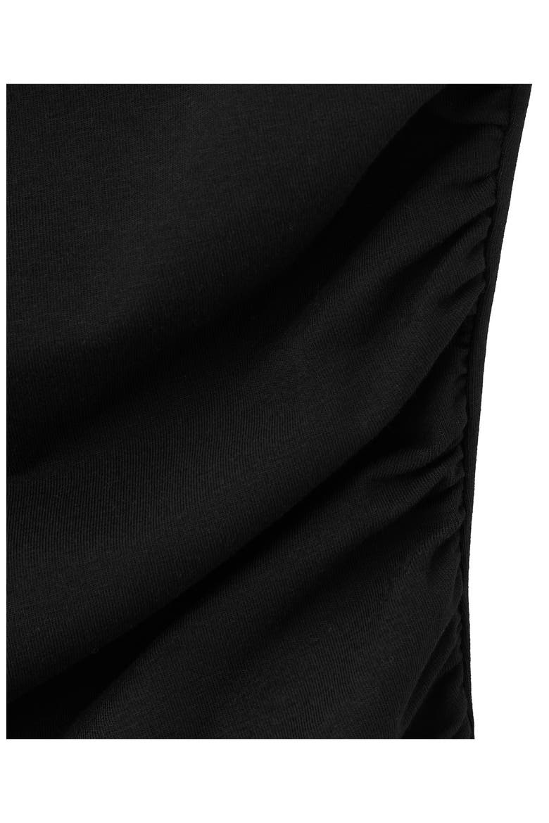 Ruched Stretch Cotton Sleeveless Top, Alternate, color, BLACK