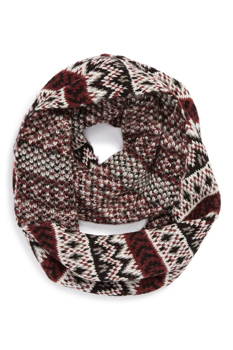 Fair Isle Infinity Scarf, Main, color, BLACK