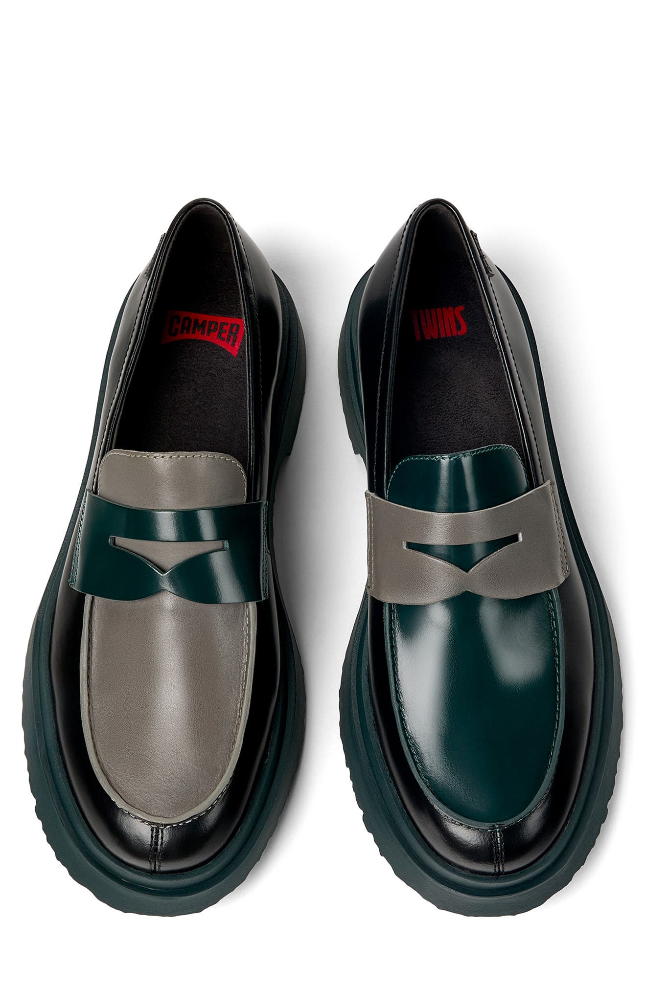 Camper Walden Twins Mismatched Colorblock Penny Loafers