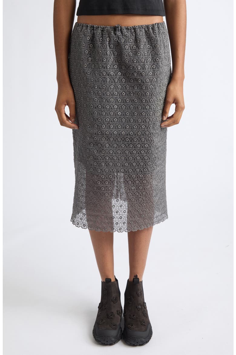 Bria Meadow Embroidery Cotton Blend Skirt, Main, color, GREY