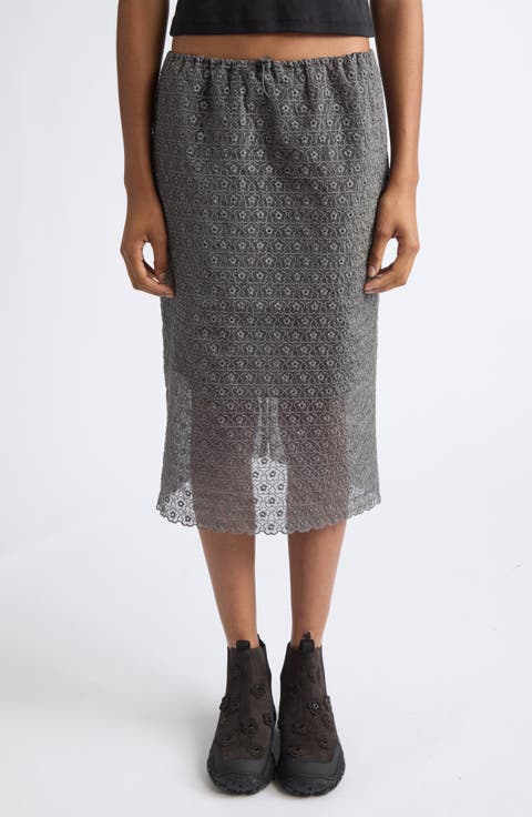 Bria Meadow Embroidery Cotton Blend Skirt