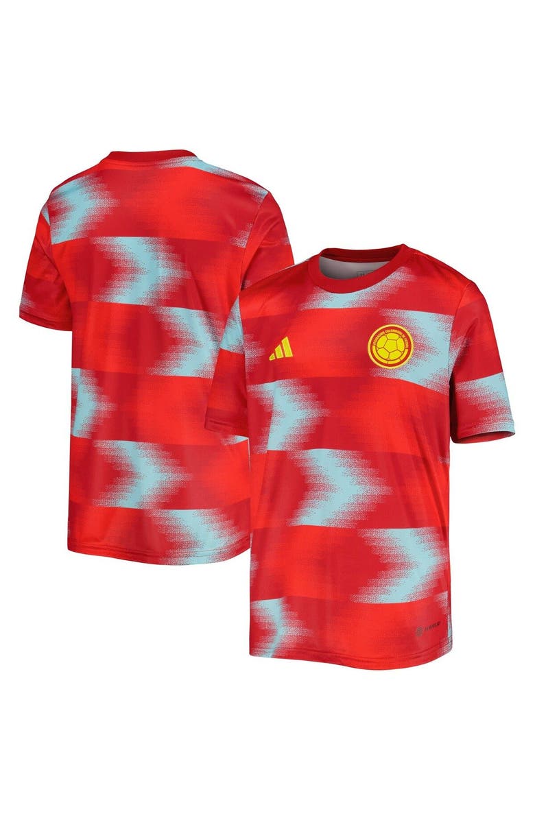 adidas Youth adidas Red Colombia National Team 2022/23 Away Pre-Match Top, Main, color, 