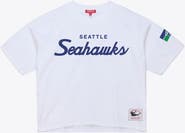 Mitchell & Ness Women's Mitchell & Ness  White Seattle Seahawks Head Coach Cropped T-Shirt