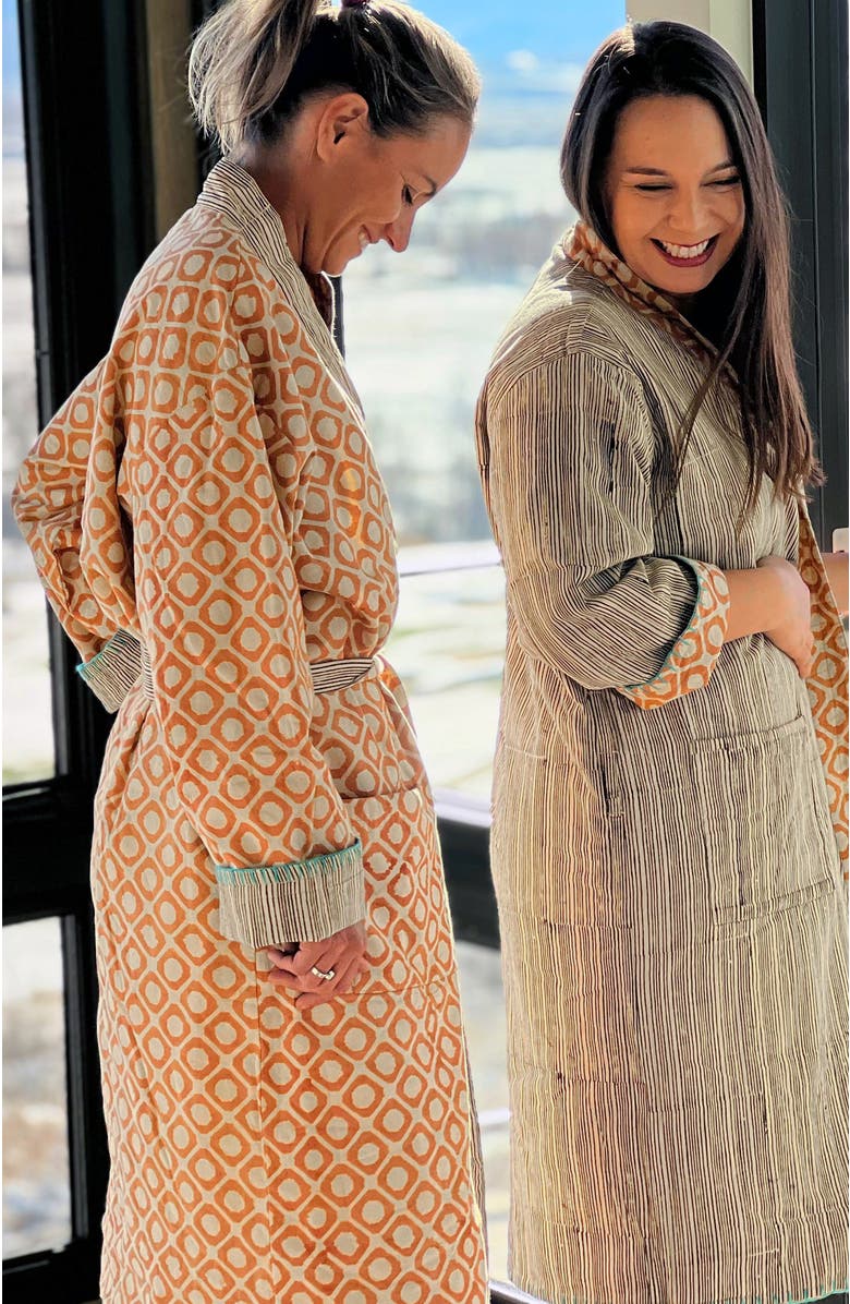Verve Culture Block Print Reversible Robe, Alternate, color, Block Print