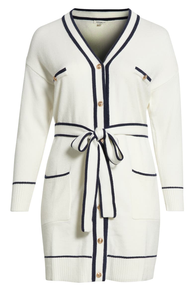 Lovely Jewel Button Cardigan, Alternate, color, IVORY NAVY