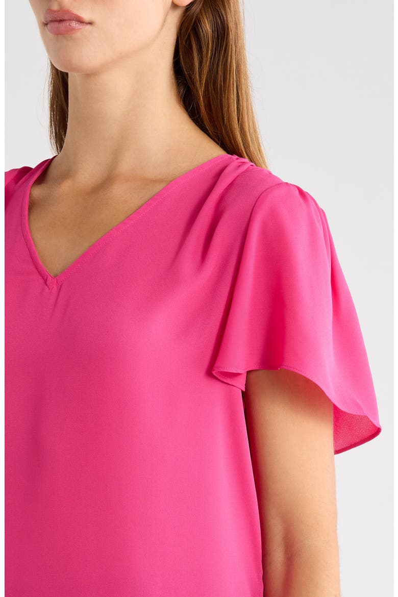 Pleated Back Flutter Sleeve Top, Alternate, color, PINK HEART