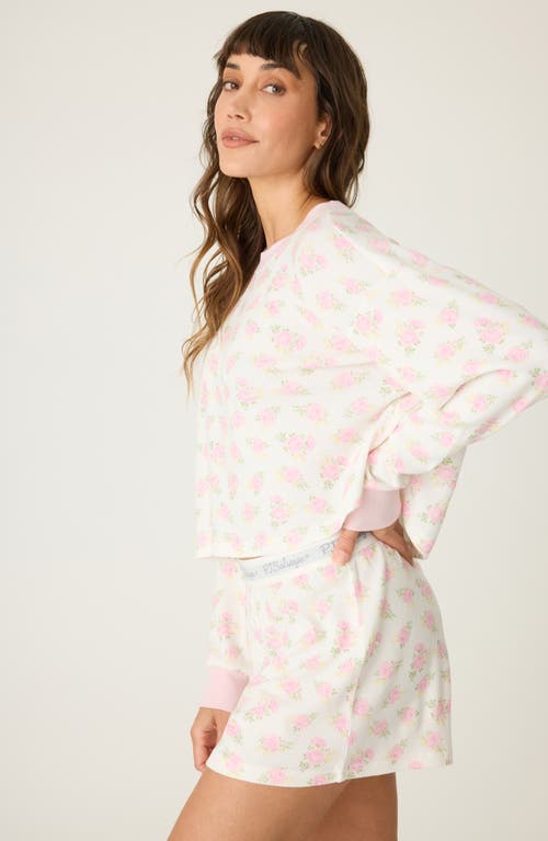 Pj Salvage Print Waffle Knit Short Pajamas In Orange