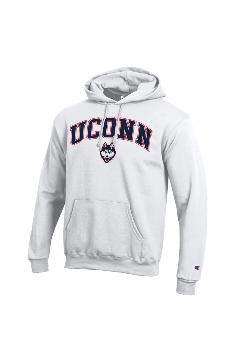 Champion Men's Champion  White UConn Huskies Arched Logo Fleece Pullover Hoodie, Alternate, color, White