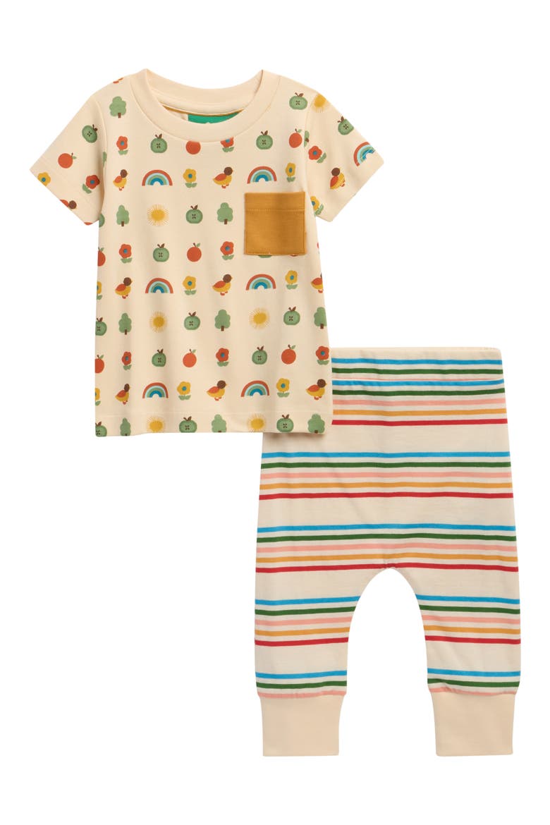 Kids' Rainbow T-Shirt & Pants Set, Main, color, YELLOW MULTI