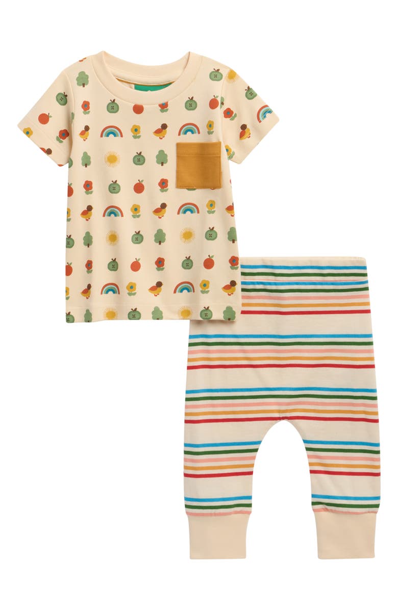 Little Green Radicals Kids' Rainbow T-Shirt & Pants Set, Main, color, Yellow Multi
