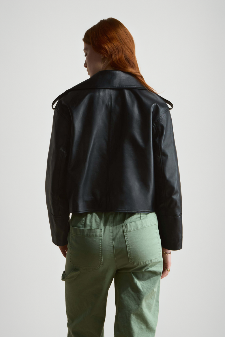 Lola Leather Jacket, Alternate, color, Black