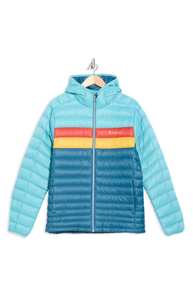 Cotopaxi Fuego Water Resistant 800 Fill Power Down Hooded Jacket, Alternate, color, Abyss Stripes