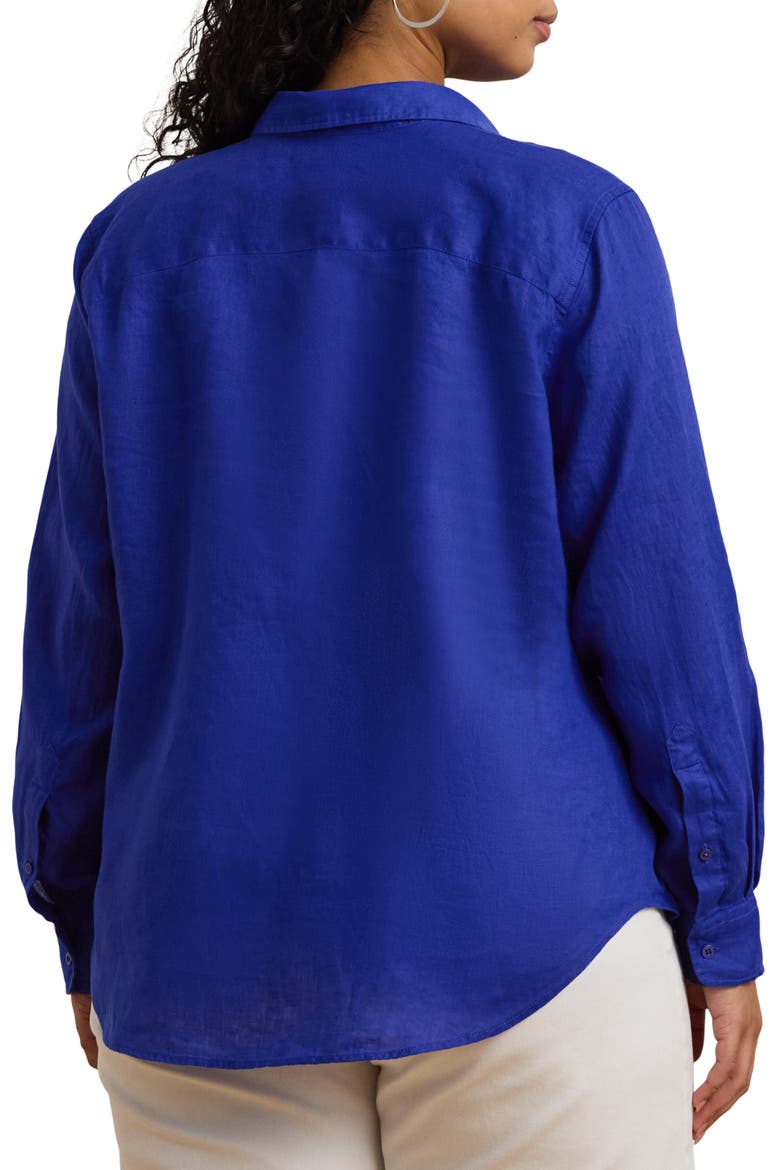 Relaxed Fit Linen Roll Tab Shirt, Alternate, color, NEW SAPPHIRE