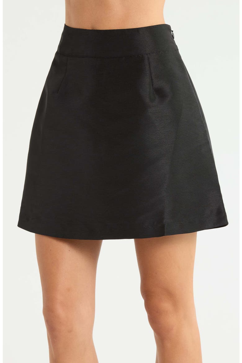 Hestia Taffeta Miniskirt, Alternate, color, BLACK