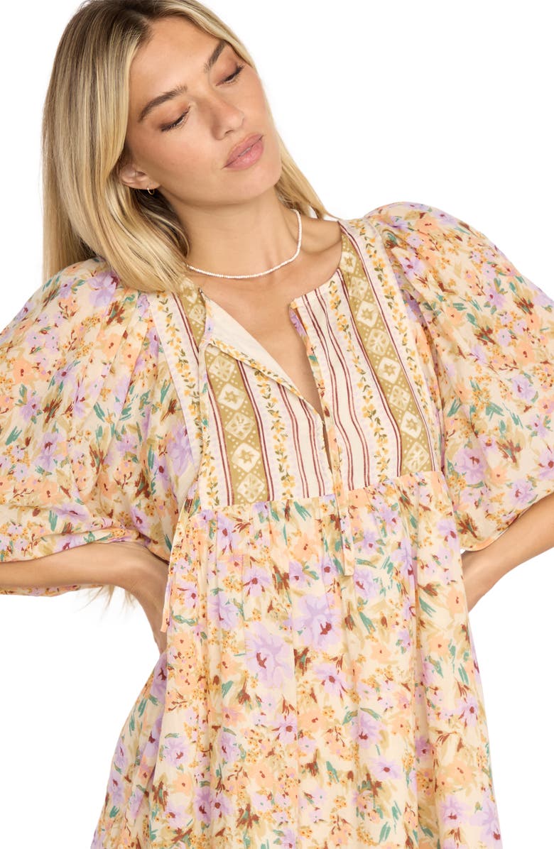 Billabong Ambers Floral Print Minidress, Alternate, color, White Cap