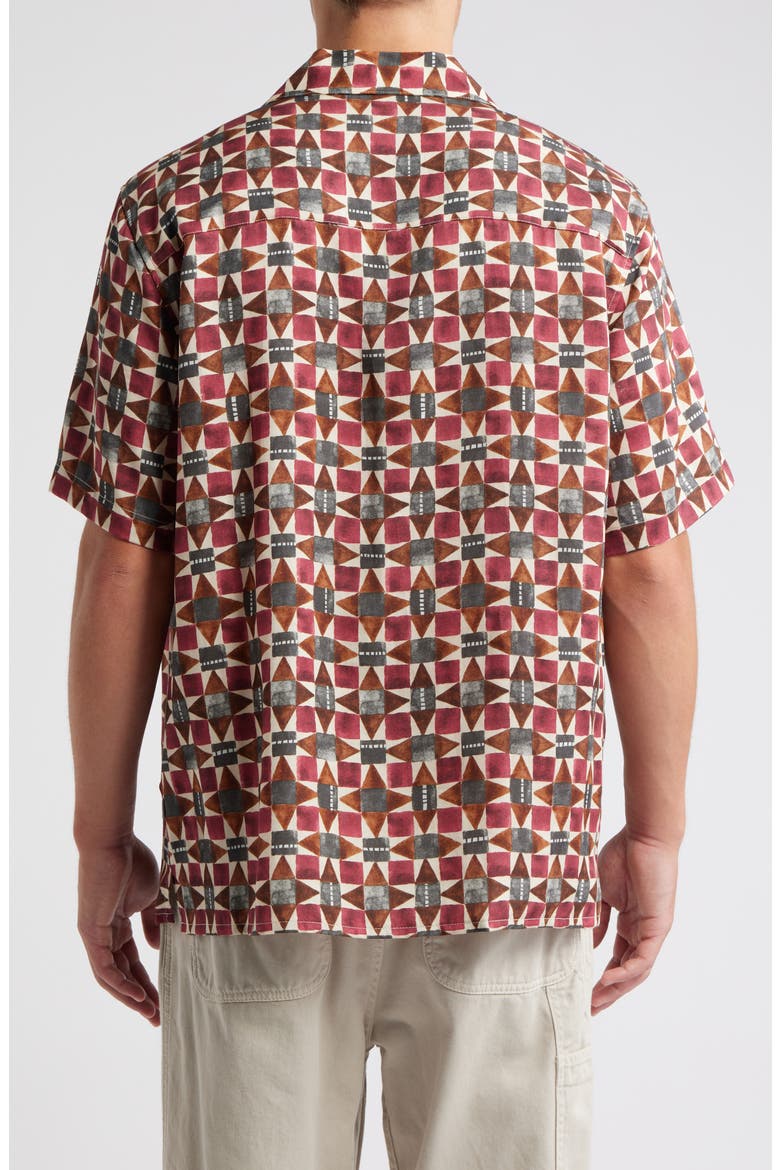 Didicot Painted Geo Pattern Lyocell Camp Shirt, Alternate, color, BURGUNDY / MULTI