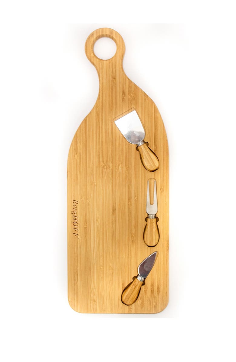 BergHOFF Bamboo 4-Piece Paddle Cheese Board Set, Main, color, Brown
