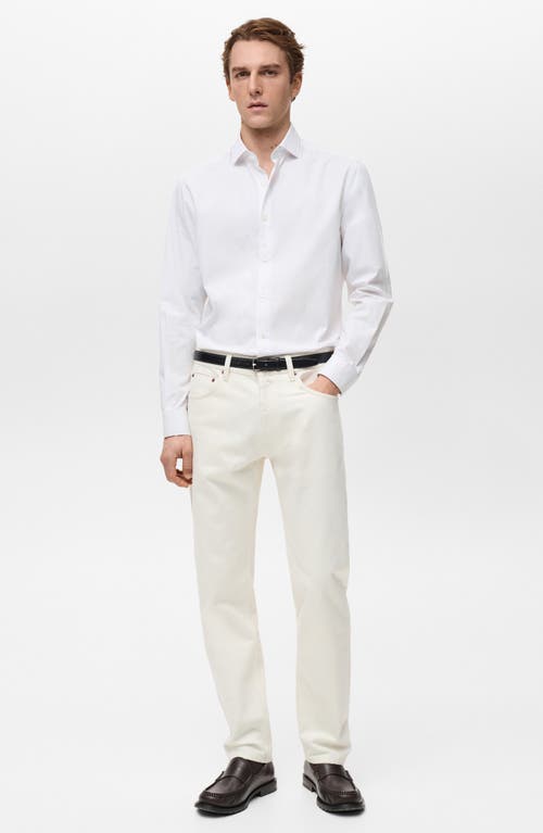 Mango Regular Fit Pinstripe Cotton Button-up Shirt In White