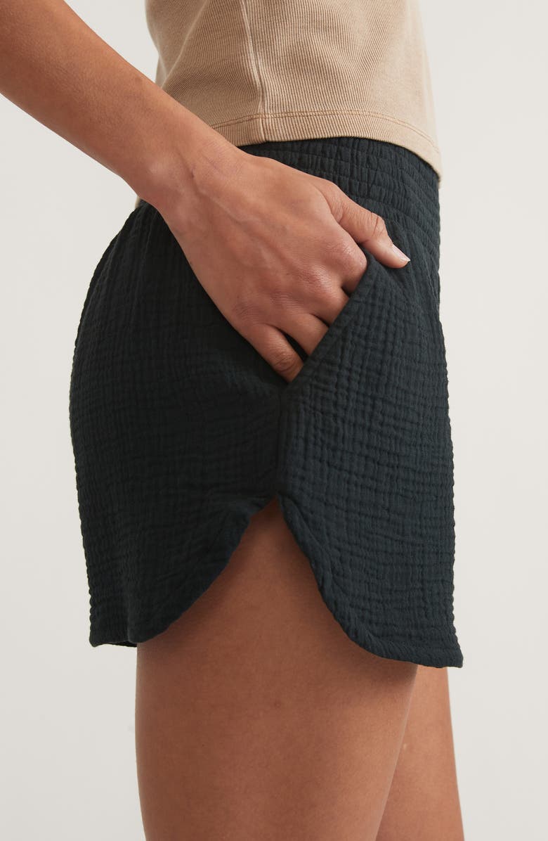 Marine Layer Corinne Smocked Double Cloth Cotton Shorts, Alternate, color, 