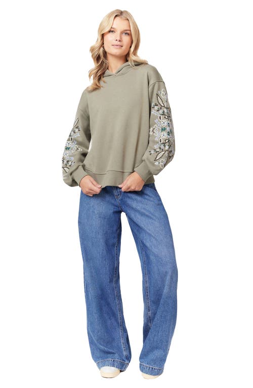 Scotch & Soda Embroidered Hooded Sweatshirt In Green