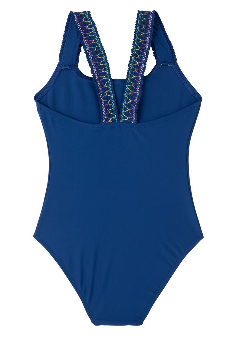 Ruffle Love Scoop Neck One Piece, Alternate, color, Navy