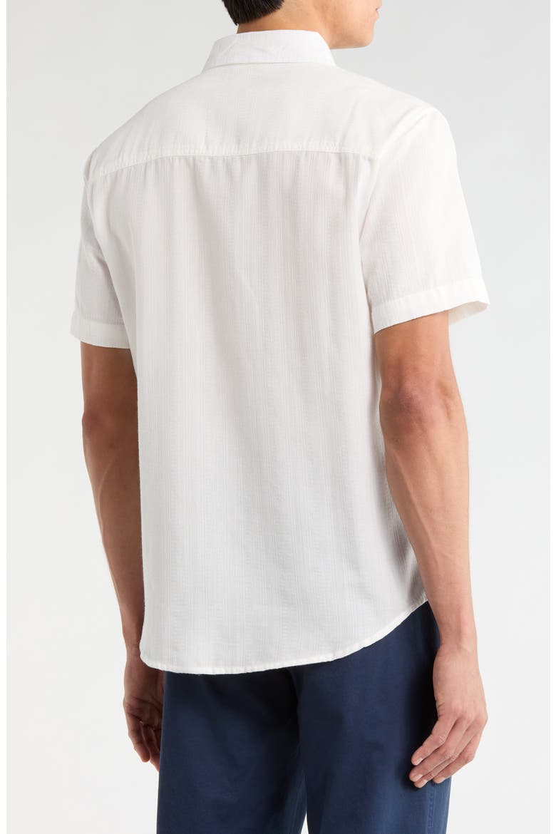 Caldera Stripe Jacquard Short Sleeve Button-Up Shirt, Alternate, color, VINTAGE WHITE