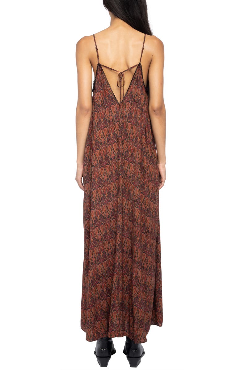 Zadig & Voltaire Ristym Paisley Print Slipdress, Alternate, color, Black