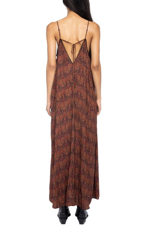 Zadig & Voltaire Paisley-pattern Lace-trim Maxi Dress In Brown
