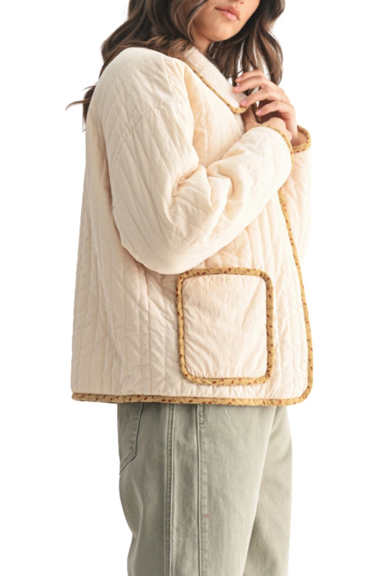 Floral Faux Shearling Jacket, Alternate, color, CREAM/ TAUPE