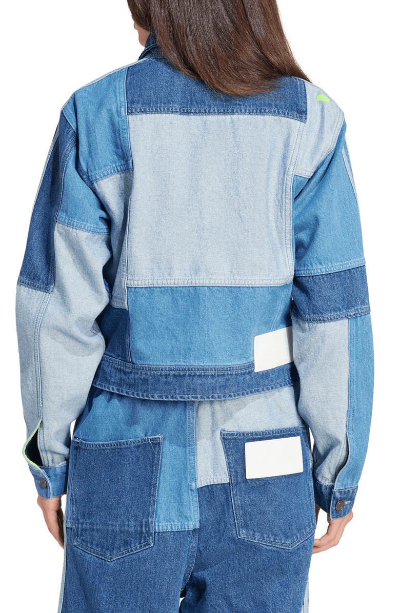 adidas Patchwork Denim Track Jacket, Alternate, color,