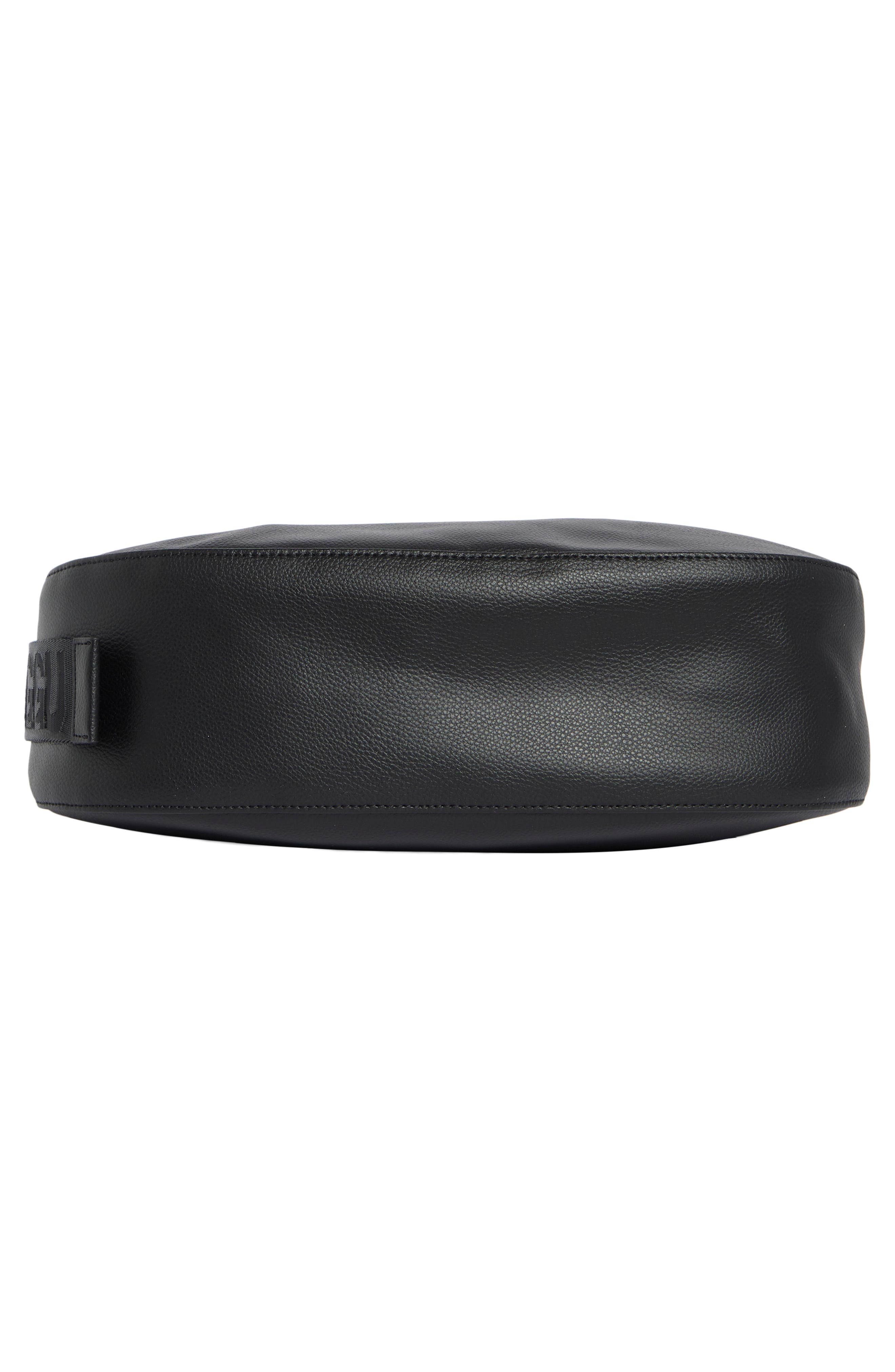 Baggu Medium Recycled Leather Crescent Shoulder Bag, Alternate, color, Black