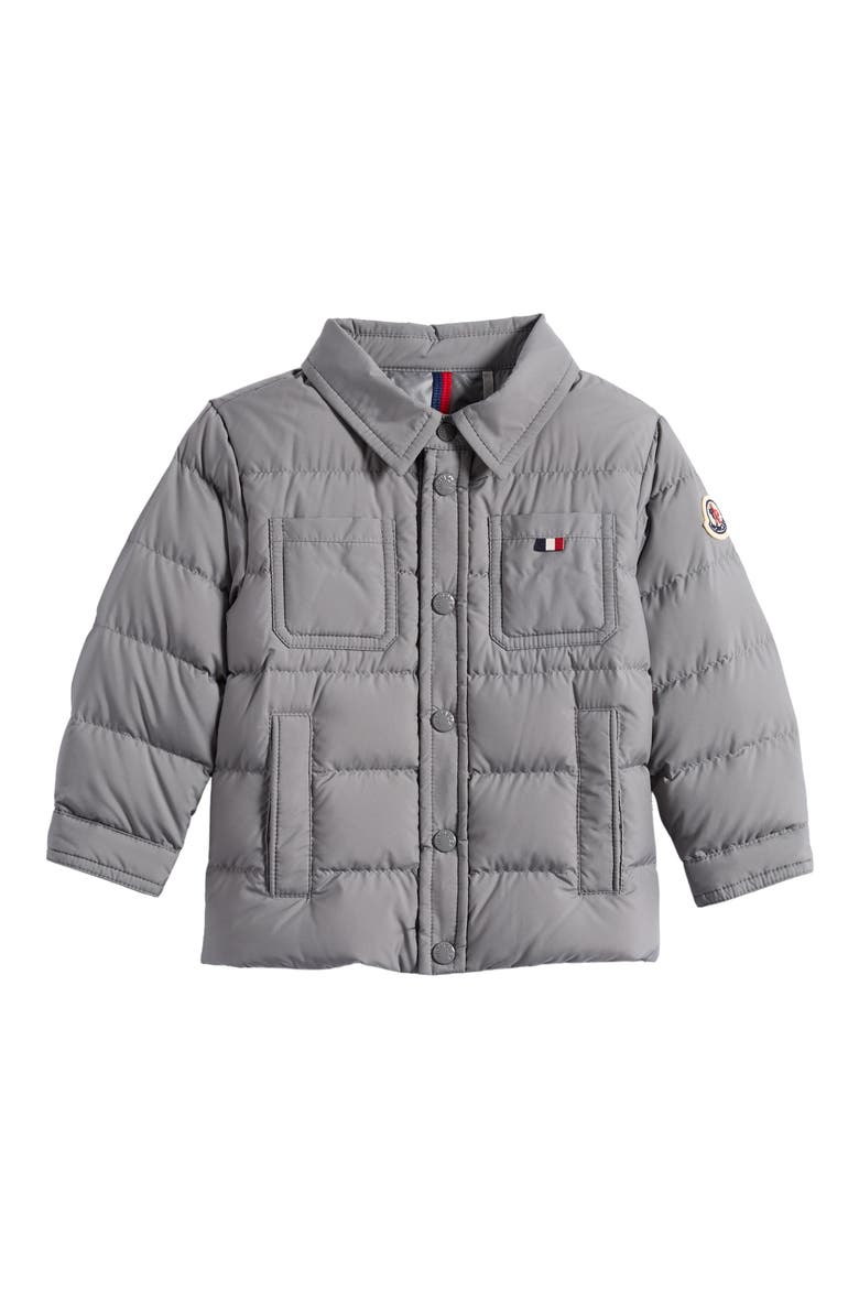 Kids' Kaelen Down Puffer Shirt Jacket, Main, color, CHARCOAL