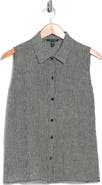 Eileen Fisher Classic Collar Sleeveless Organic Cotton Button-Up Shirt