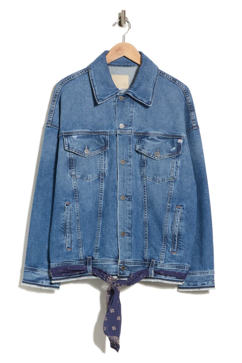 Kendrix Belted Denim Jacket, Alternate, color, VENICE CANAL BELTED