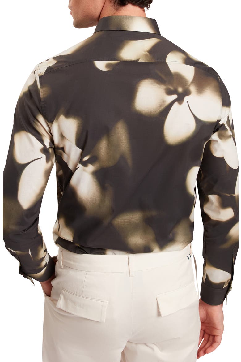 Wrenin Photographic Floral Print Button-Up Shirt, Alternate, color, BLACK