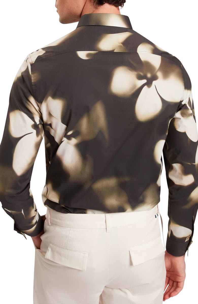 Ted Baker Wrenin Photographic Floral Print Button-Up Shirt, Alternate, color, Black