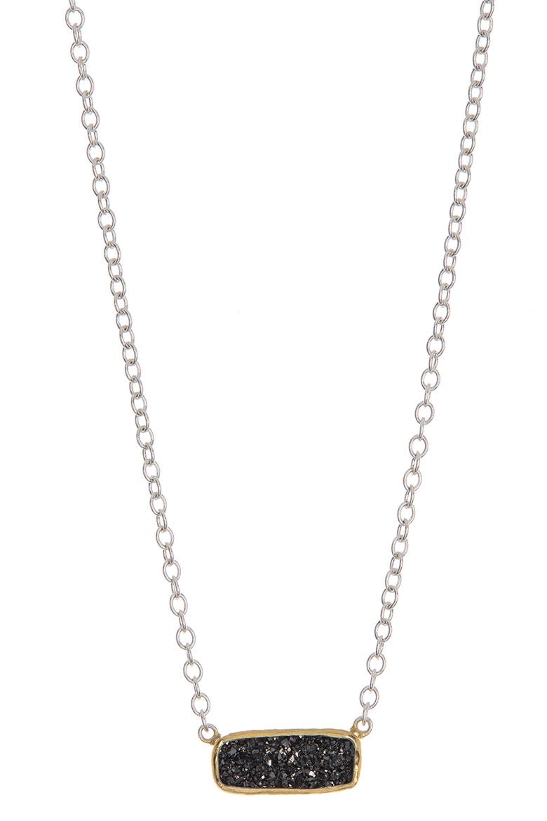 Mystere Druzy Stone Pendant Necklace, Main, color, SILVER