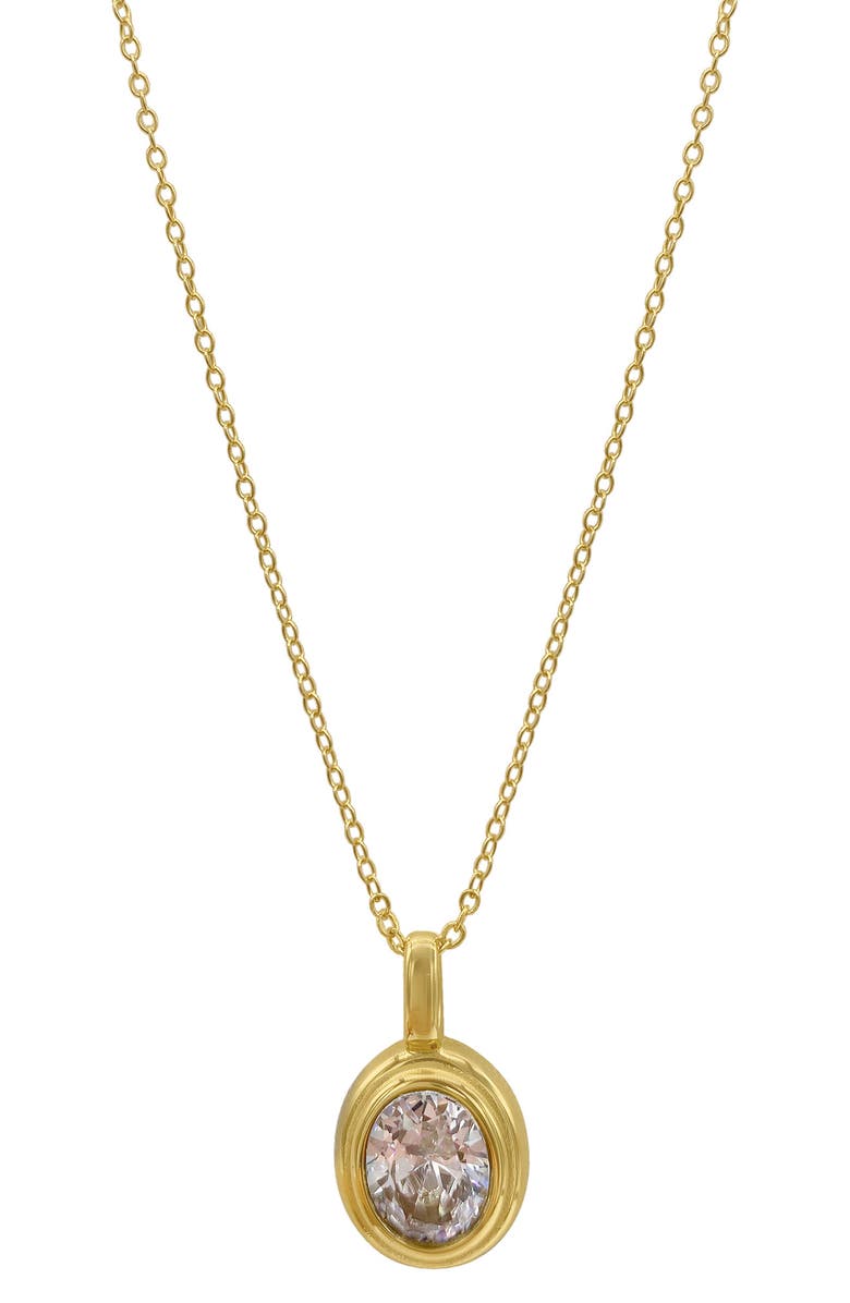 Adornia Water Resistant Oval Pendant Necklace, Main, color, Gold