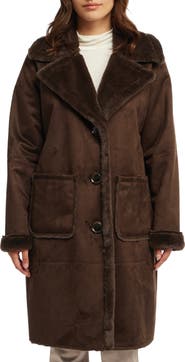 NVLT Faux Fur Detail Faux Shearling Coat