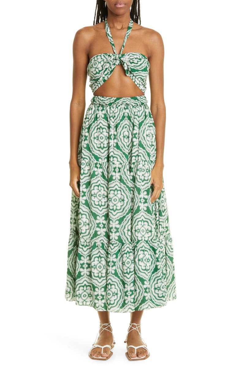 lemlem Medallion Cutout Cover-Up Halter Dress, Main, color, 