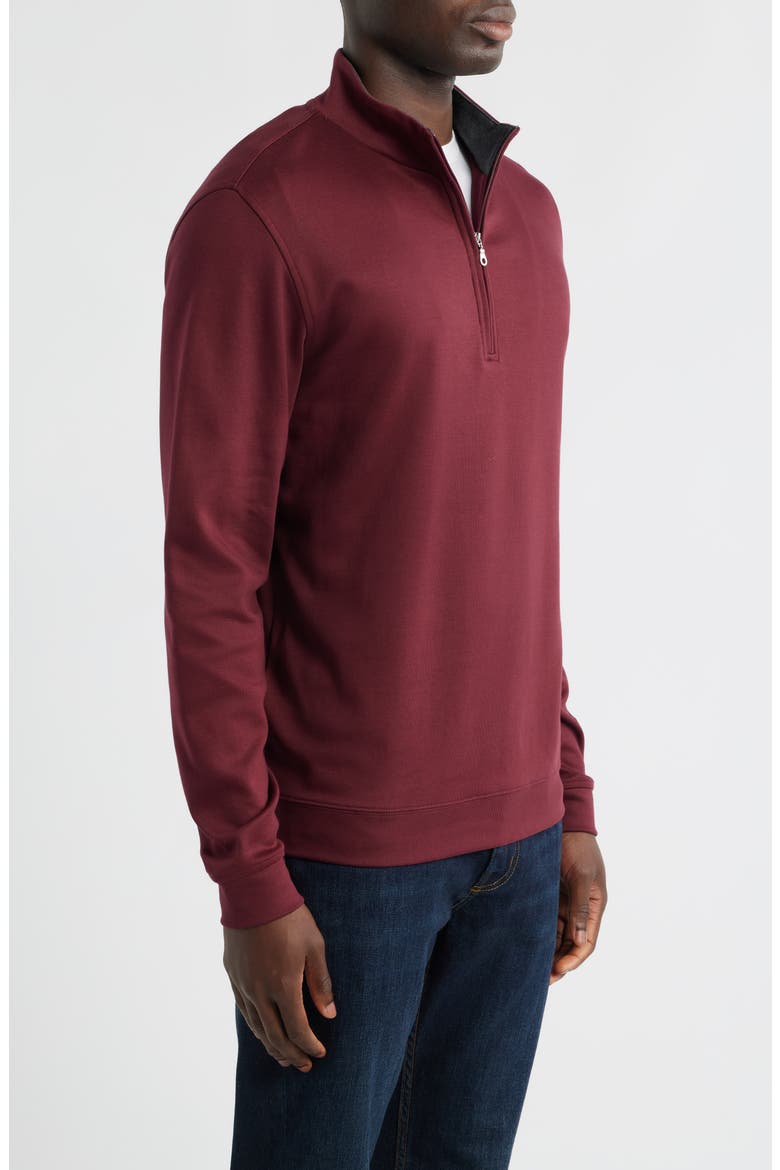 Pima Cotton Interlock Quarter Zip Pullover, Alternate, color, BURGUNDY