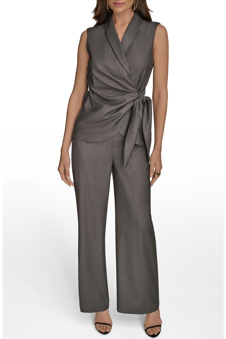 Pinstripe Wrap Vest, Alternate, color, GREY/ SILVER