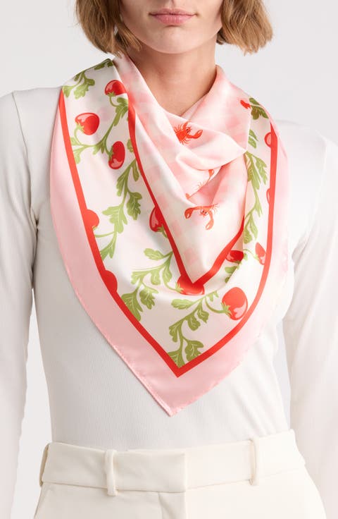 Tomato & Lobster Print Square Scarf