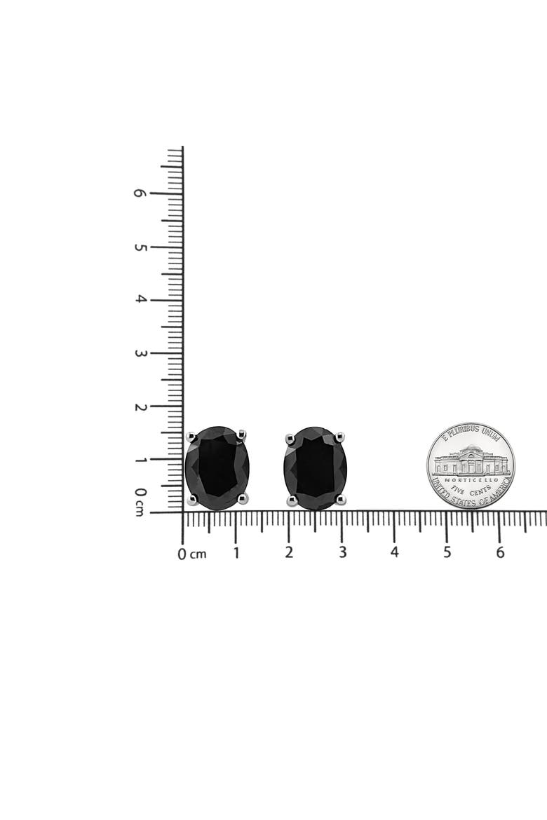 Silver 4.0 Ct Prong Black Oval Diamond Stud Earring, Alternate, color, White